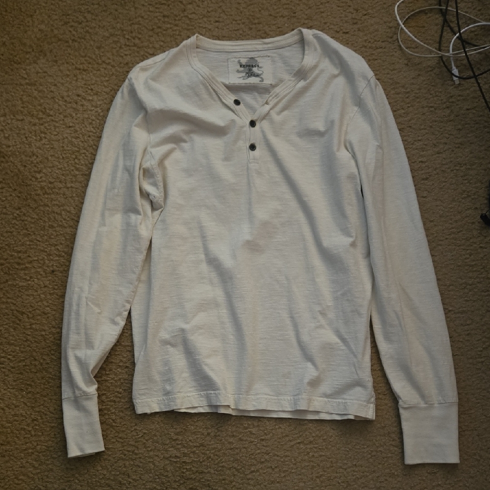 Express Off-White Henley Shirt